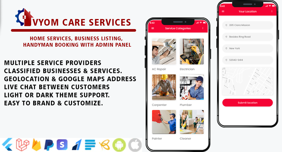 Vyom care Services- Home Services, Business Listing, Handyman Booking with Admin Panel